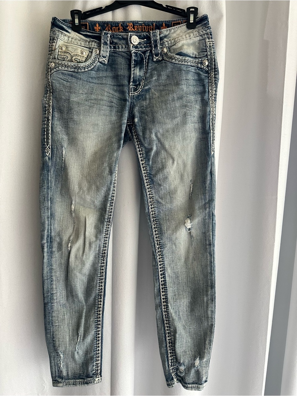 Rock Revival Women's Skinny Jeans - Faded Gray-Blue Wash